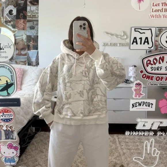 white and grey dairy boy camo woodland hoodie - Picture 2 of 8